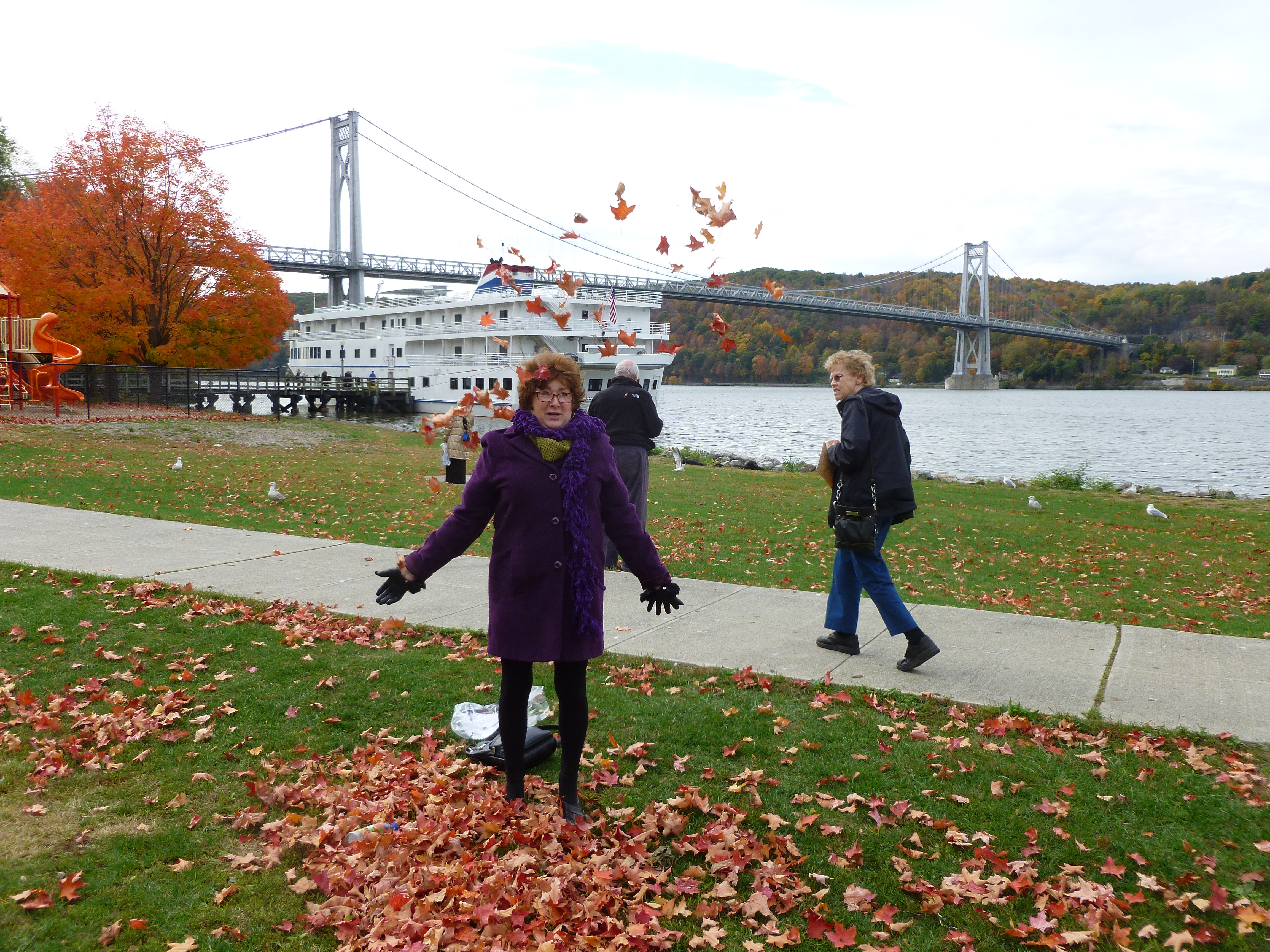 Ida and the leaves. NY fall, 2014