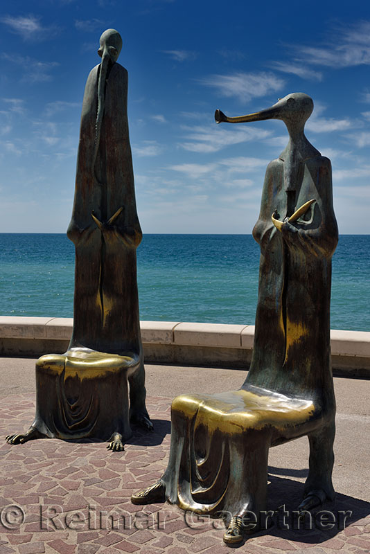 Roundabout of the Sea creature chairs Malecon Puerto Vallarta on the Pacific Ocean