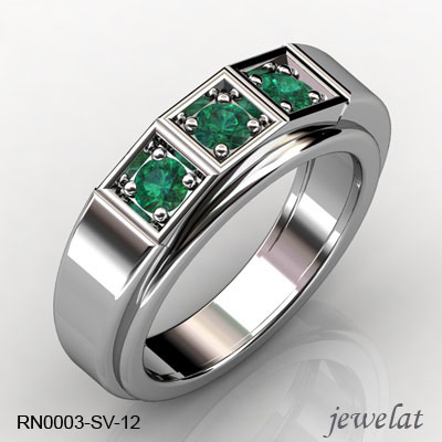 RN0003-SV-12 Sterling Silver Ring With Emerald