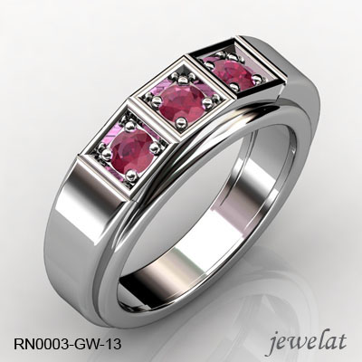 RN0003-GW-13 White Gold Ring With Ruby