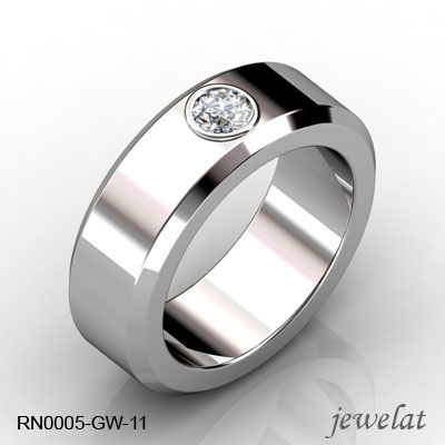 Diamond  Ring In White Gold With A 6mm Band Width