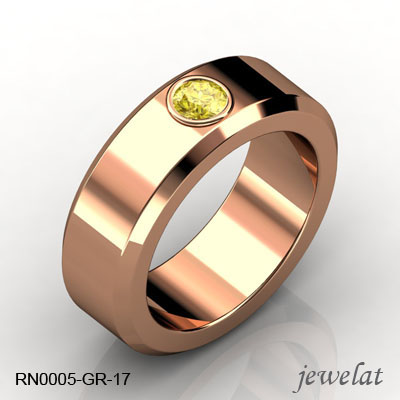 Yellow Diamond Ring In Rose Gold With A 6mm Band Width