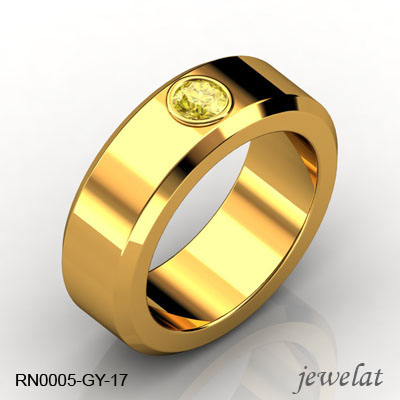 Yellow Diamond Ring In Yellow Gold With A 6mm Band Width