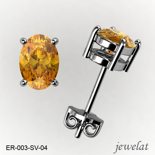 Citrine Earrings A Pair Of Sterling Silver Studs