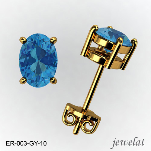 Blue Topaz Earrings A Pair Of Gold Studs