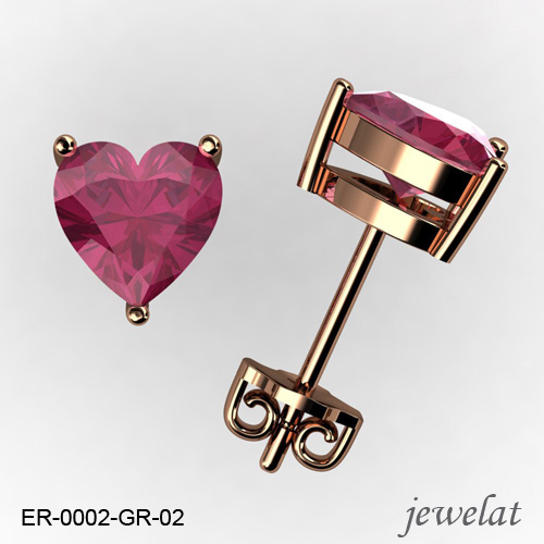 18k, 14k And 10k Ruby Studs In Rose Gold From Jewelat ER-0002-GR-02