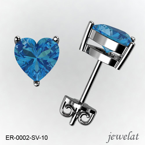 Gorgeous Swiss Blue Topaz Studs In Sterling Silver From Jewelat ER-0002-SV-10