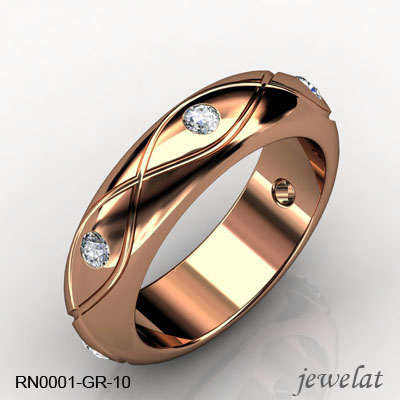 RN0001-GR-10 Pink Gold Diamond Ring
