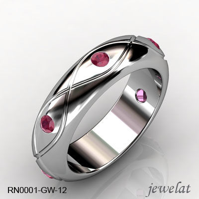 RN0001-GW-12 White Gold Ruby Ring