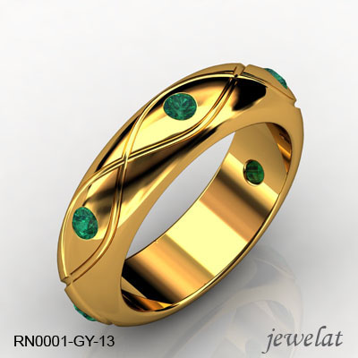 RN0001-GY-13 Yellow Gold Emerald Ring