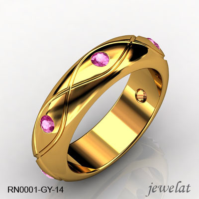 RN0001-GY-14 Yellow Gold Pink Sapphire Ring