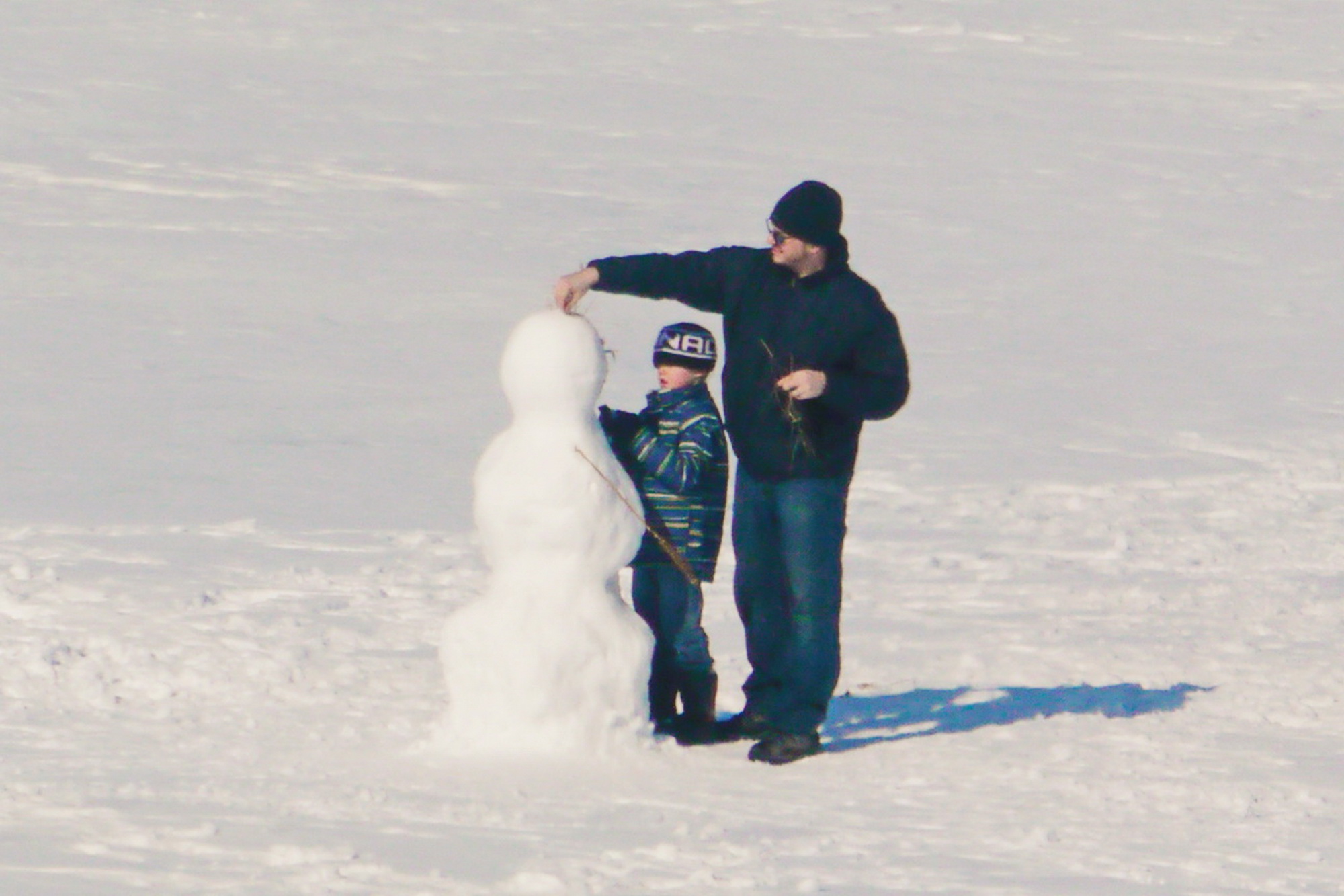 Making a Snowman with Dad on Collingwood Harbour 1 - Mar. 7, 2014