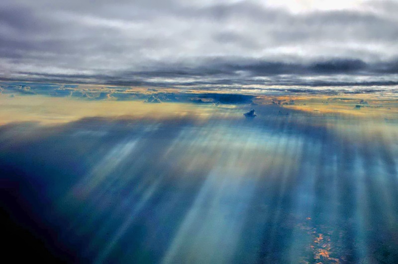 Sunset beams over the flooded fields