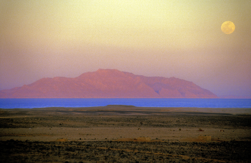 Moonrise at Sunset Over Tiran Islands   