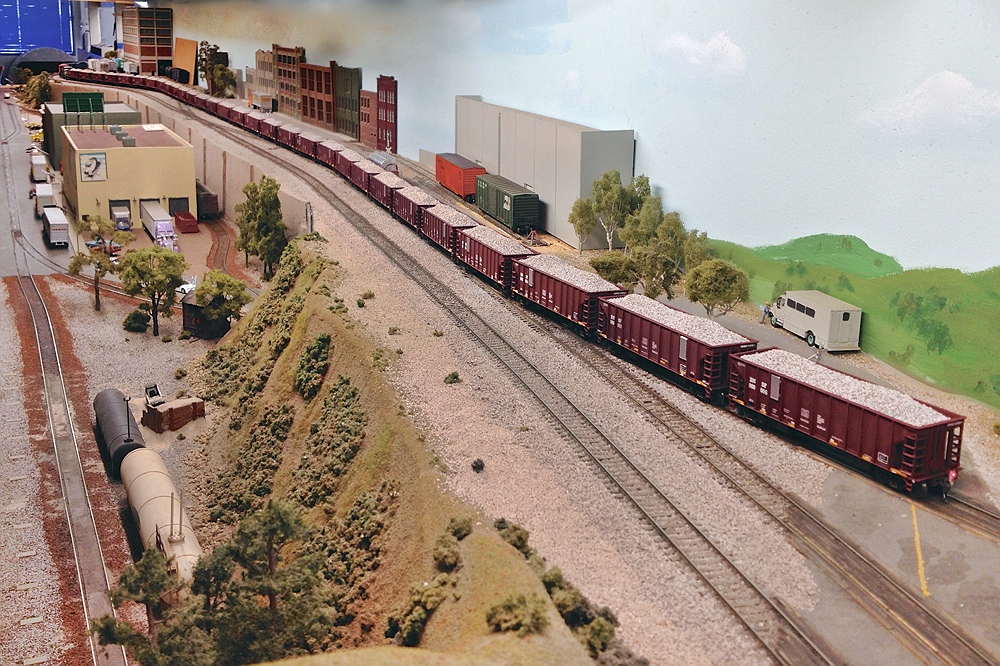 Rear end of the ballast train (w/ FRED) clearing Bryn Mawr Jct.