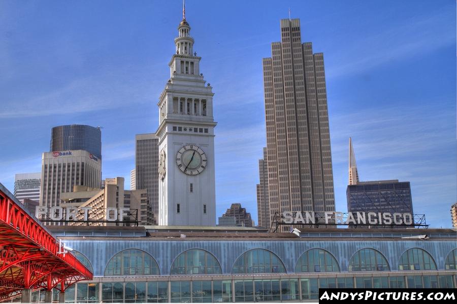 San Franciscos Ferry Building and downtown SF