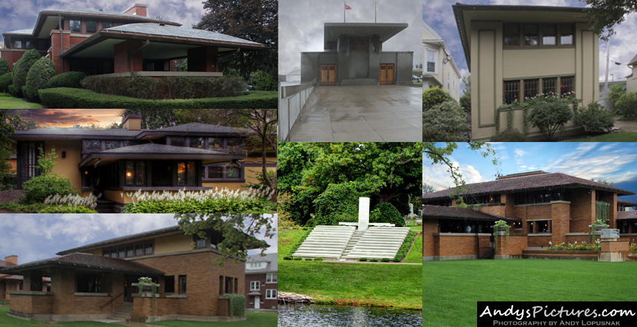 Collage of Buffalos Frank Lloyd Wright structures