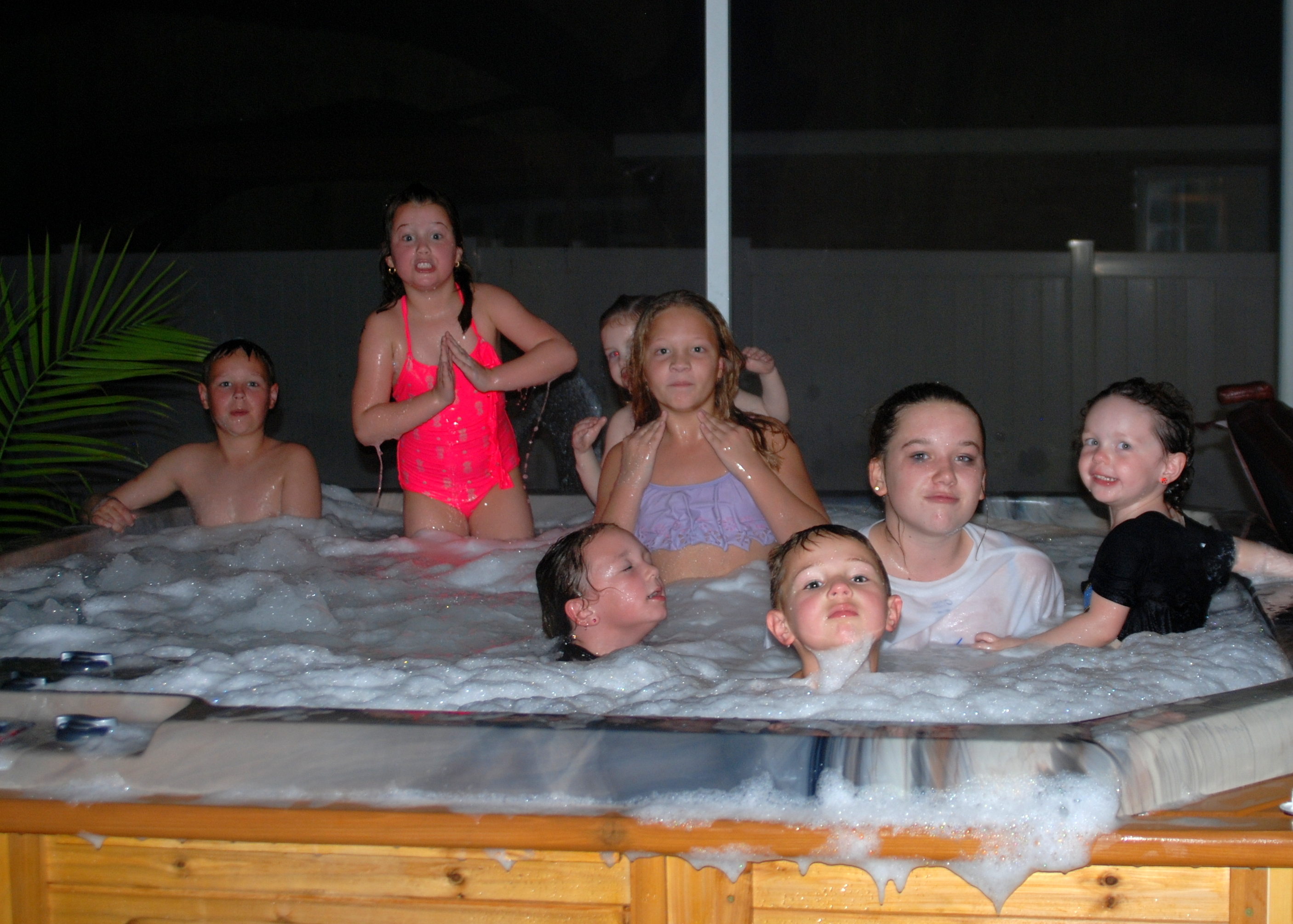 How many cousins can fit in the hot tub?