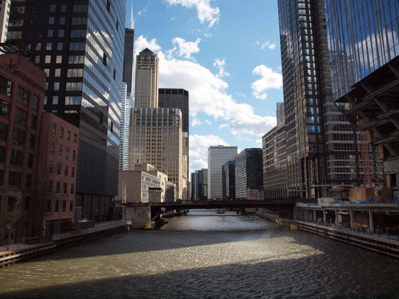 On a bridge over the Chicago river