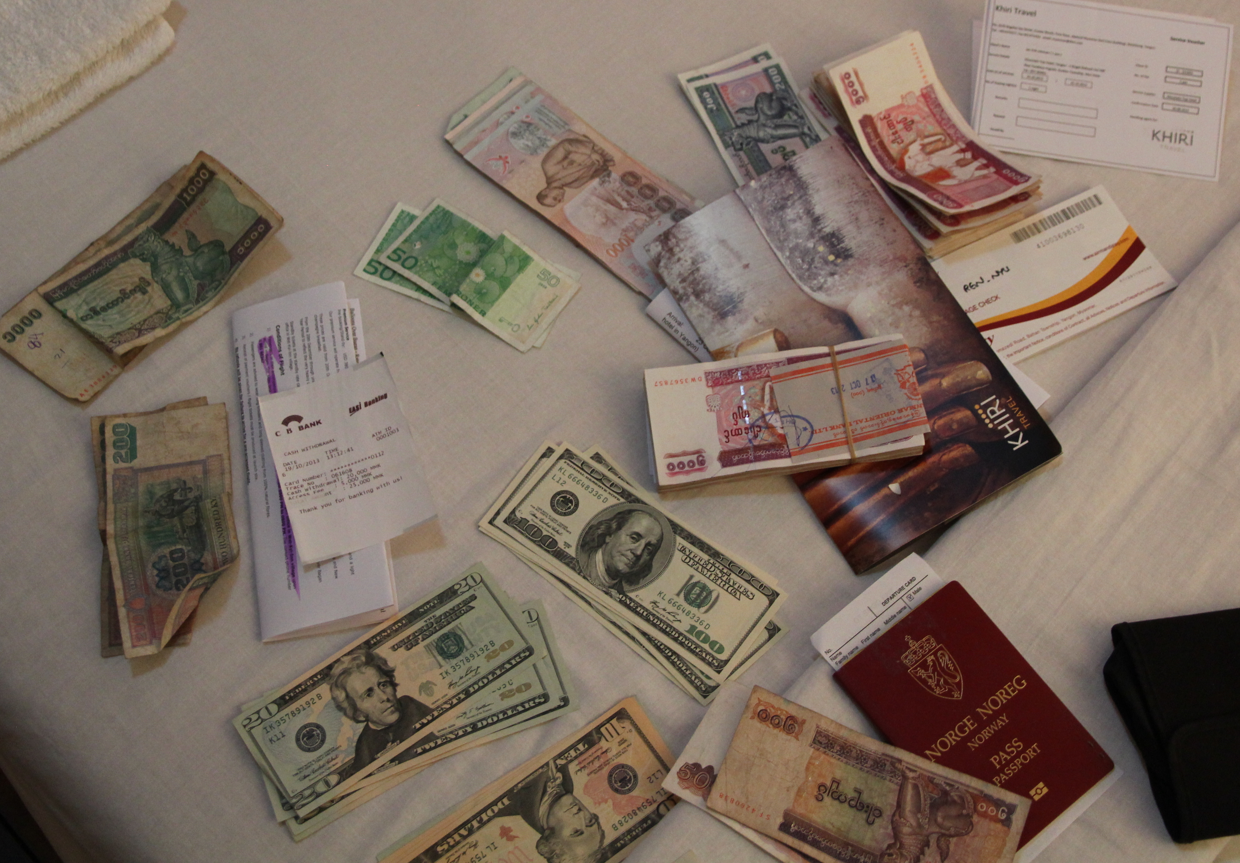 Loads of paper! Plastic money is still a novelty in Myanmar