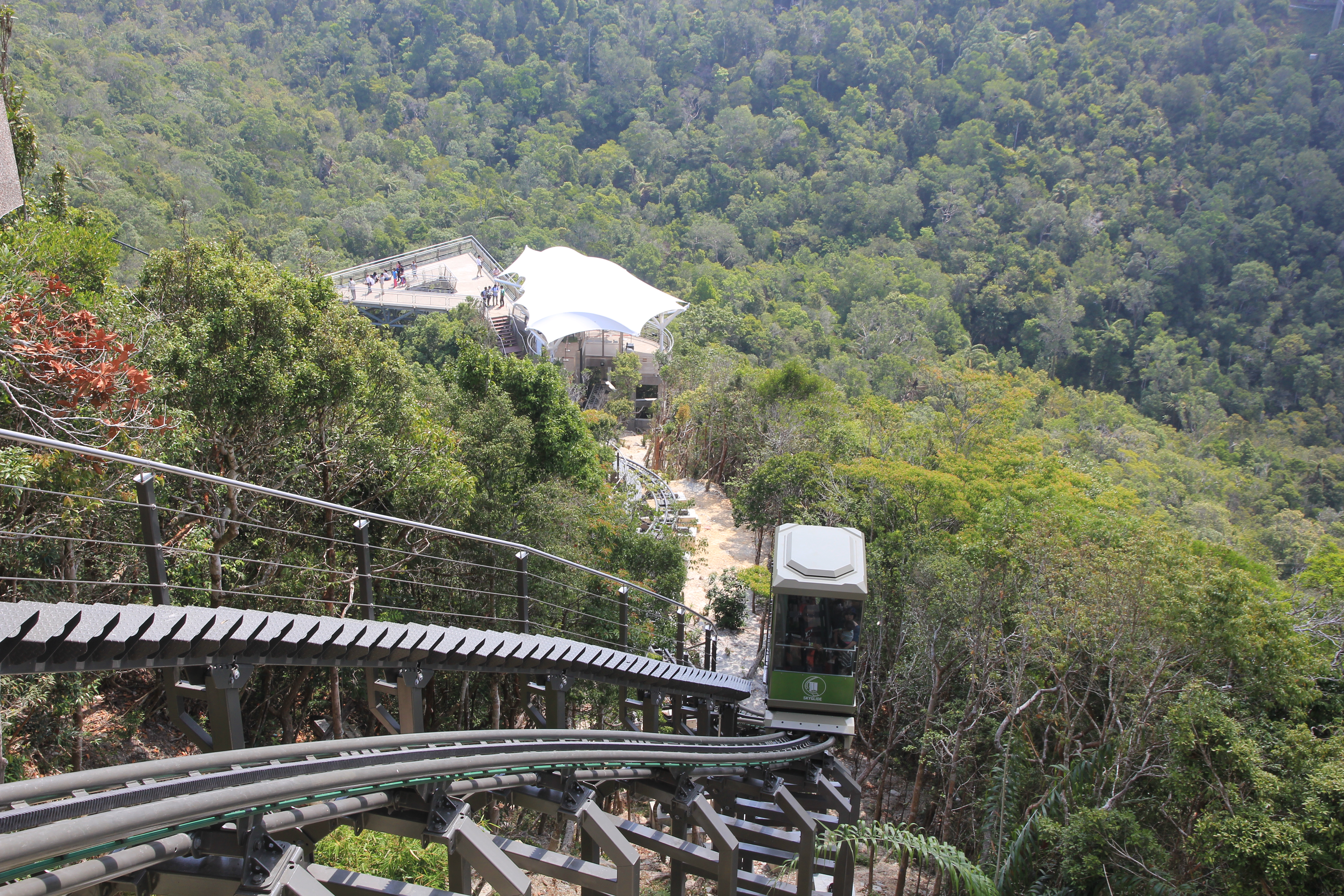 From the Sky Cab one takes the Sky Glide down to the Sky Bridge