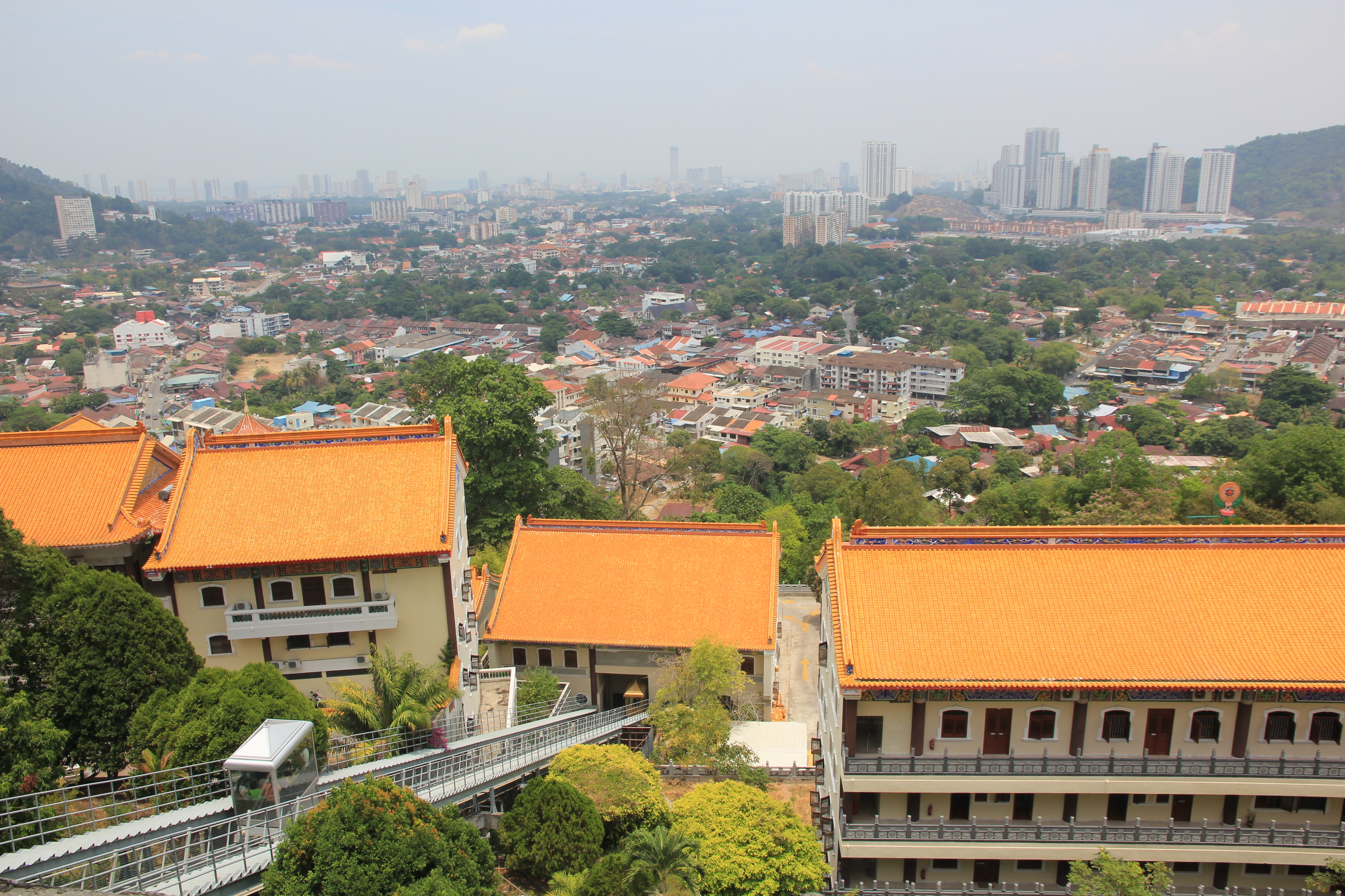 Kek Lok Si temple. A nice feature in the heat is the elevator...