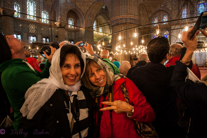Kathy and Susan inside Blue Mosque