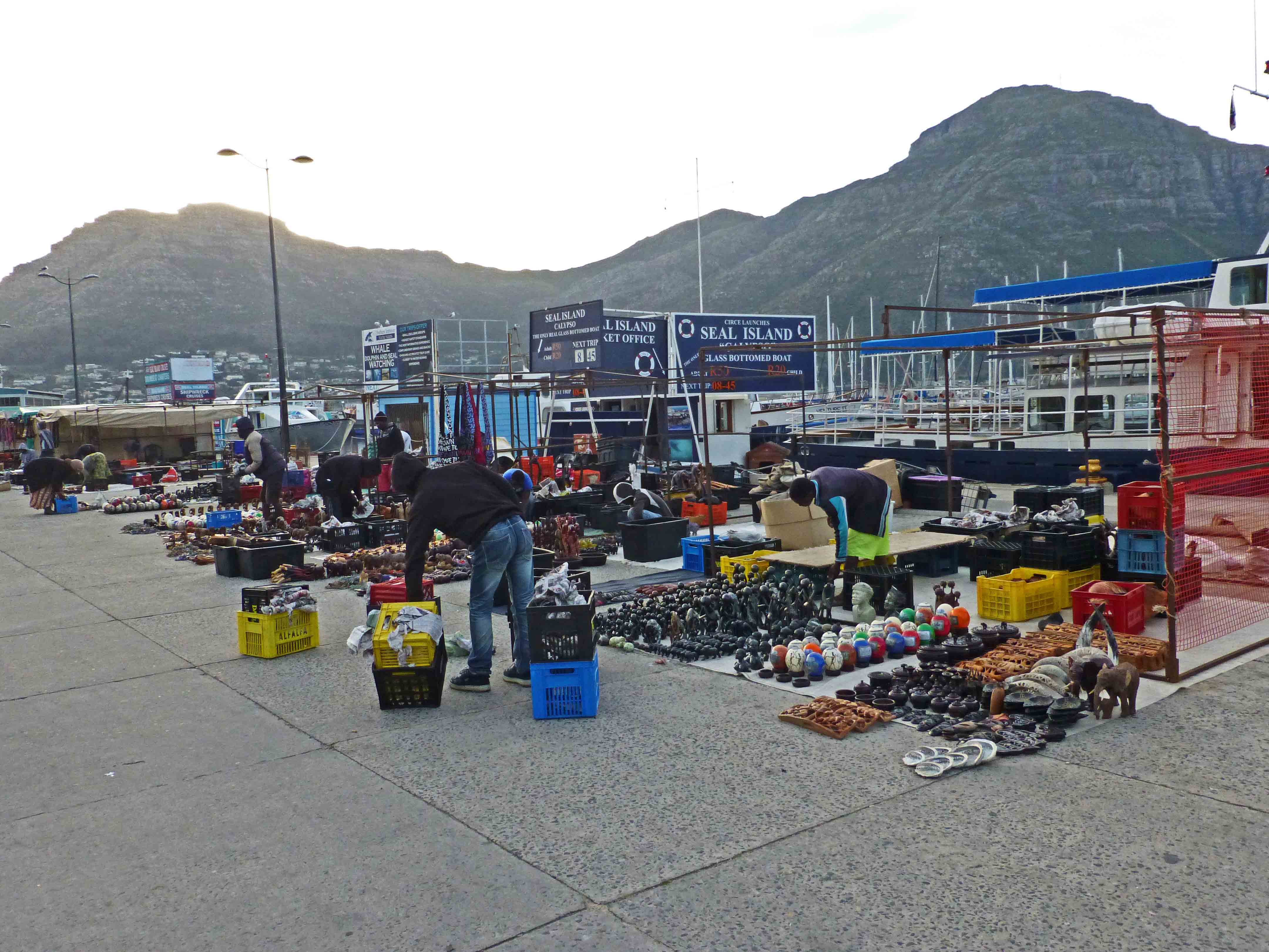 Vendors setting up at Hout Bay Boat Launch