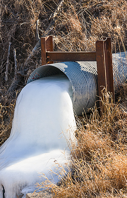 We have had some extreme weather this winter and this frozen drain pipe is showing the effects of the extreme cold.
An image may be purchased at http://edward-peterson.artistwebsites.com/featured/cold-outside-edward-peterson.html