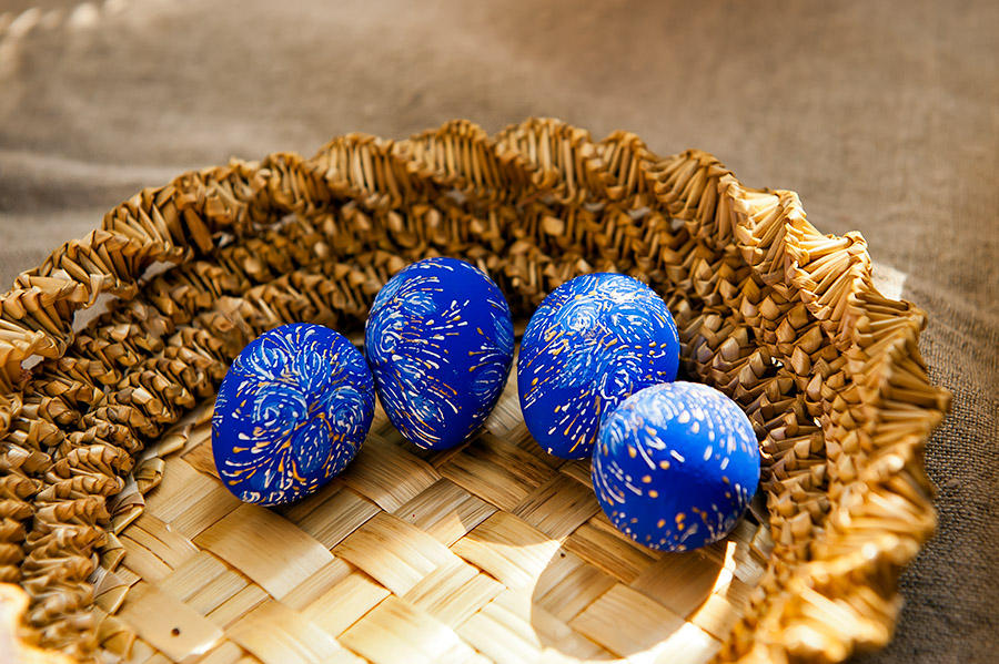 Blue Painted Easter Eggs