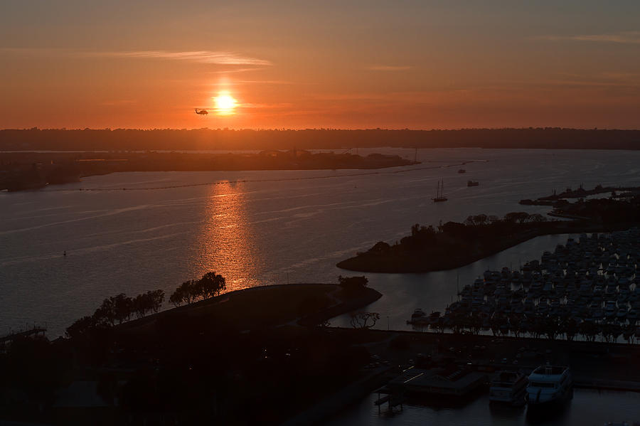 Sunset With Helicopter