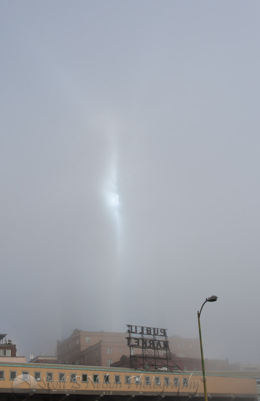 Downtown Seattle Building Glow thru the Fog