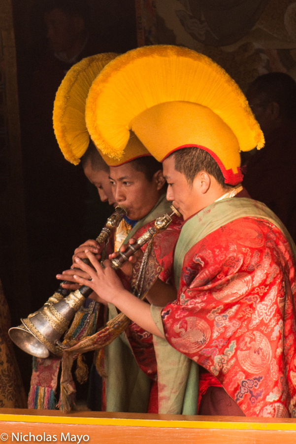 India (Arunachal Pradesh) - Playing Horns At The Torgya Festival