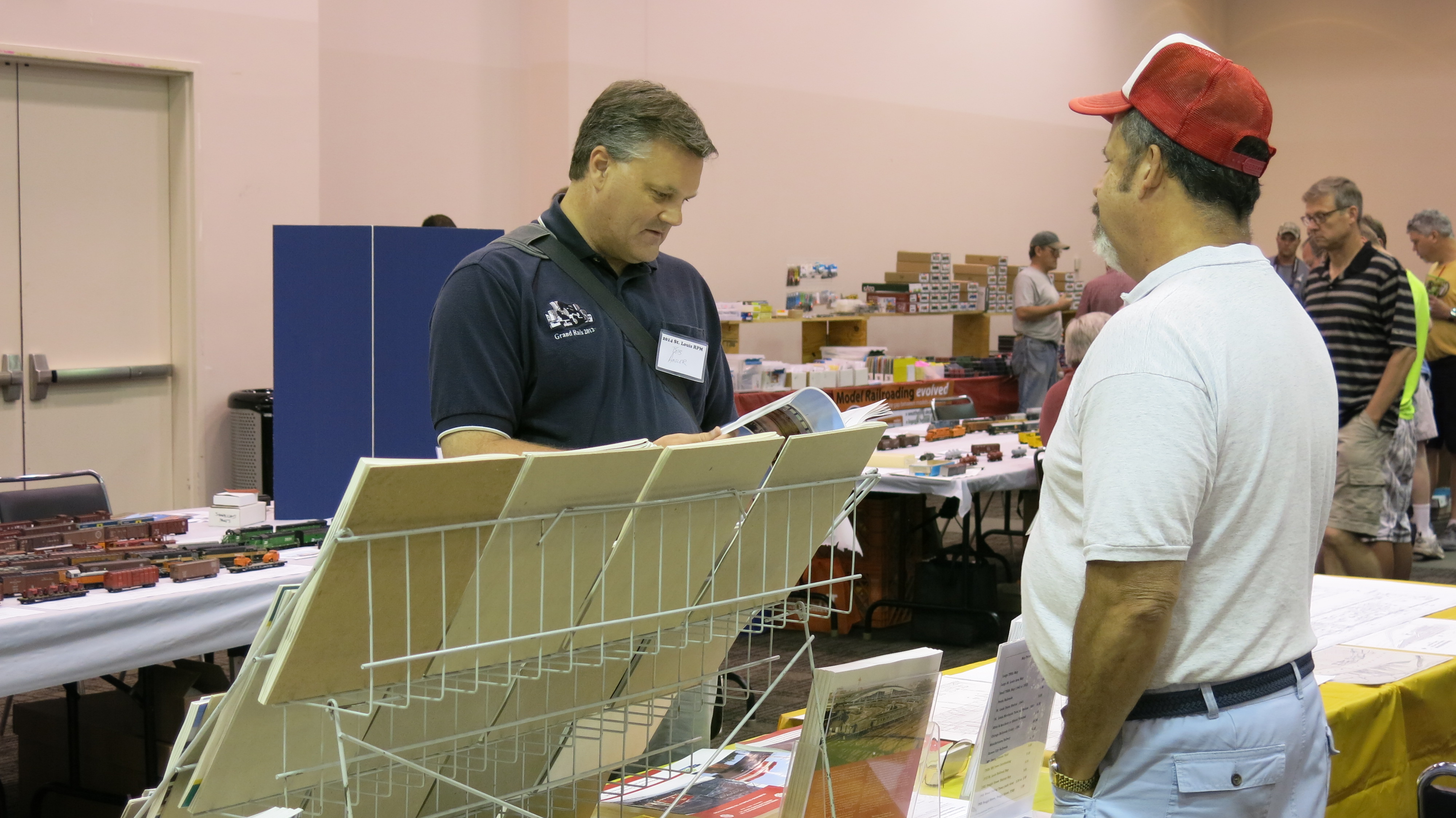 Bob Amsler, left, at the Terminal Railroad Association HS table.