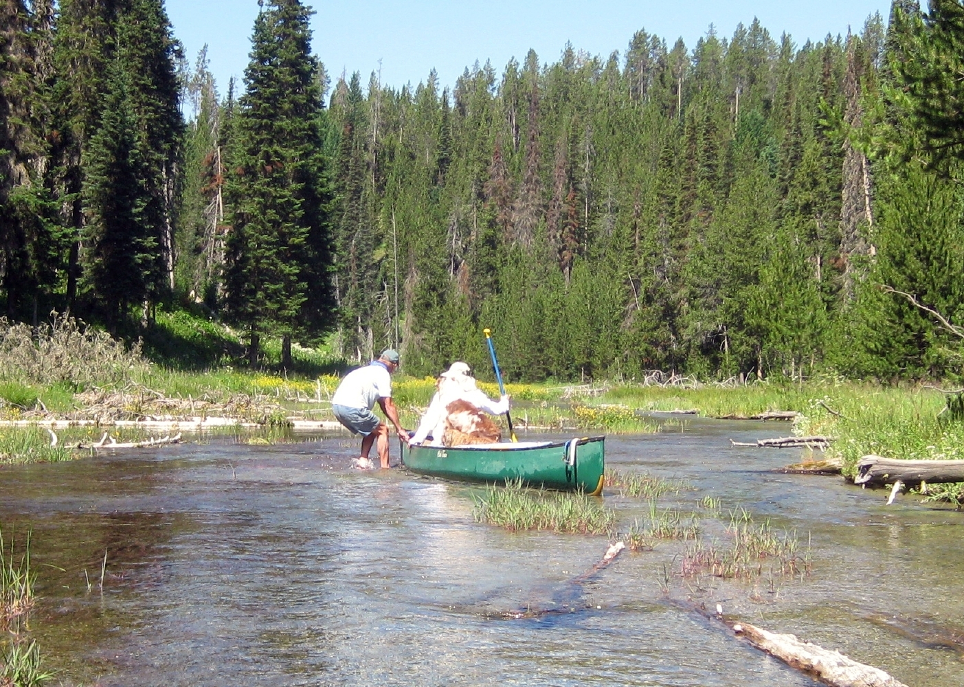 Lisa and Larry Negotiating a Shallow Spot on Idahos Buffalo River