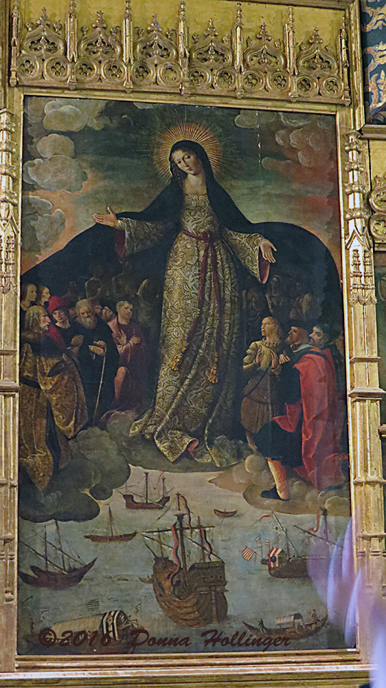 The Virgin Blessing Columbus  Ships leaving Seville