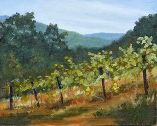 Vineyard at the Cave winery - plein air event