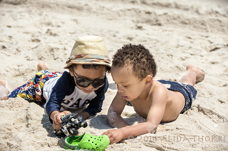 twins in the sand