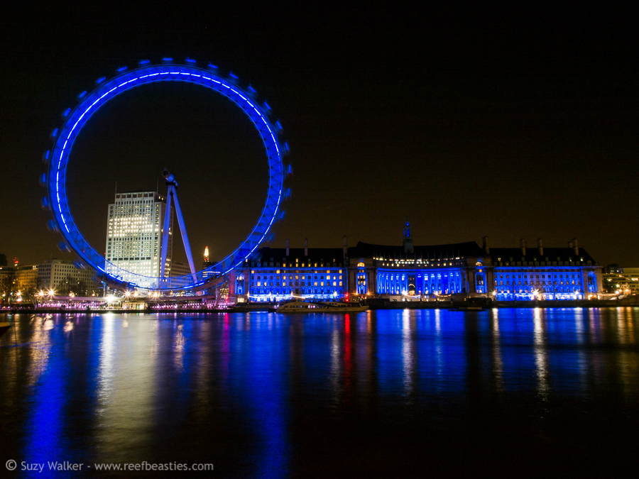 London Eye in blue