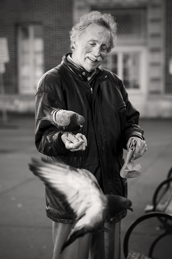 Man Feeding Pigeons, San Francisco