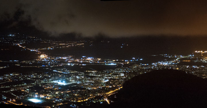 Trapani at night as seen from Erice