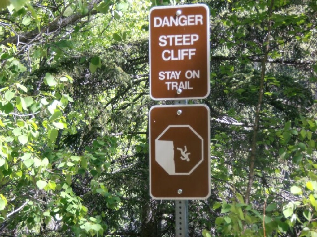 Dont Fall -- on hike to waterfall, between Anchorage and Denali 