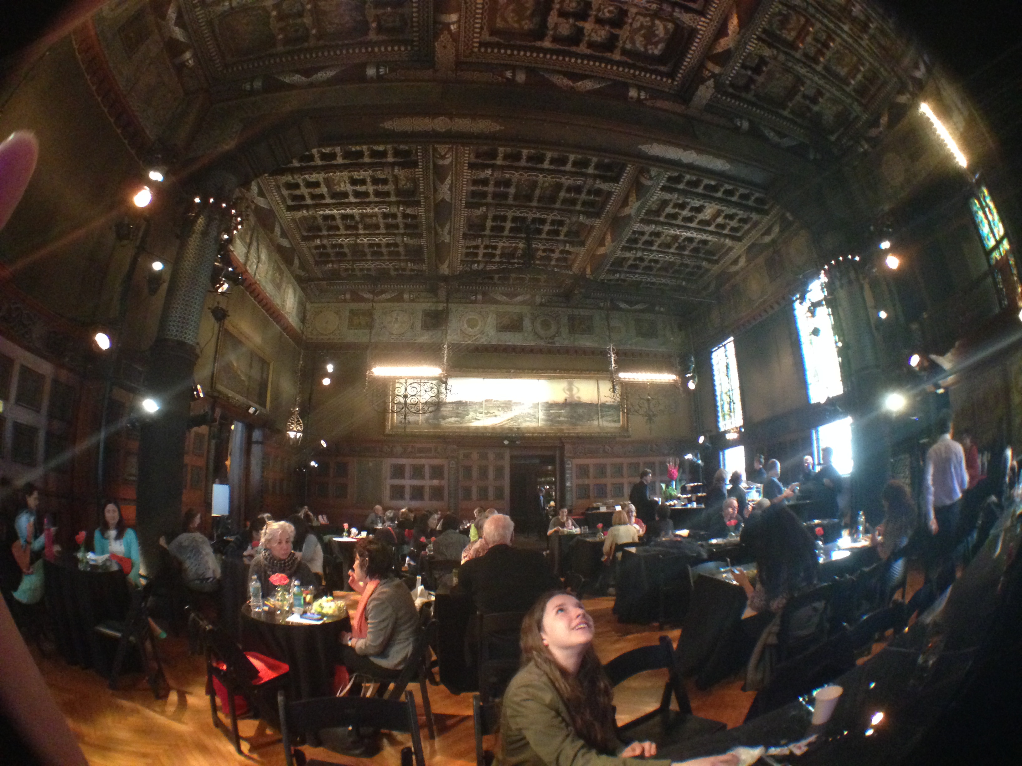 Gazing at the Park Ave Armory ceiling.JPG