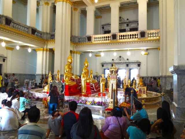 Worshippers inside Wat Sothon