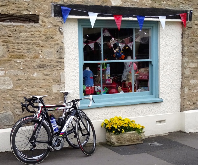 Tetbury, Gloucestershire, bicycle and window