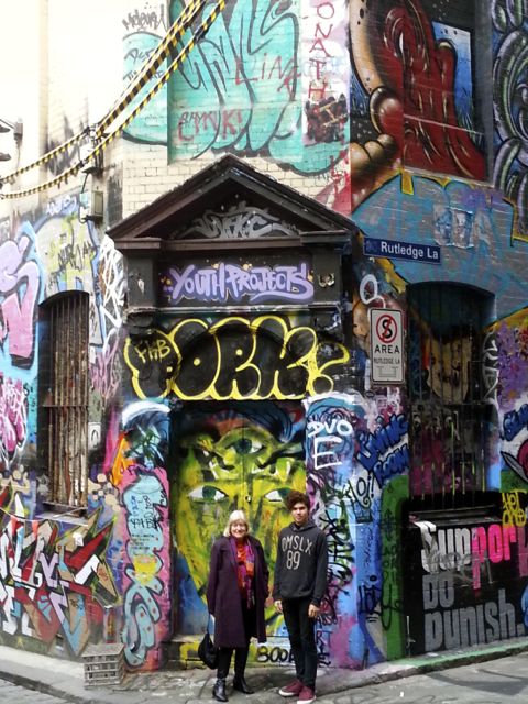 With Nanny looking at Street Art, July 2015