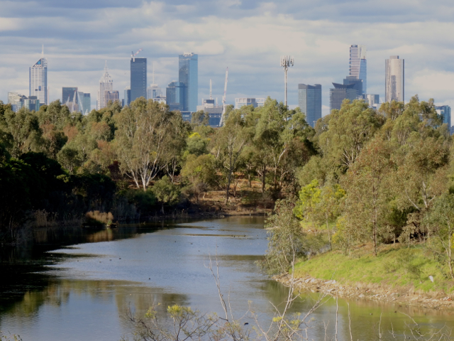 Melbourne city viewed from Westgate Parklands