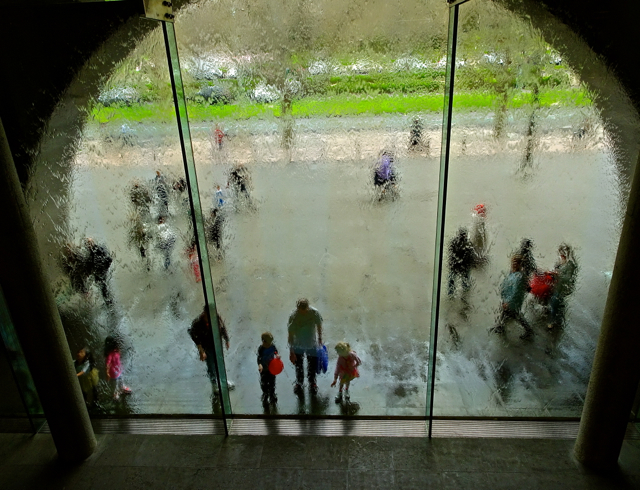 Water wall entrance, from the inside, National Gallery of Victoria