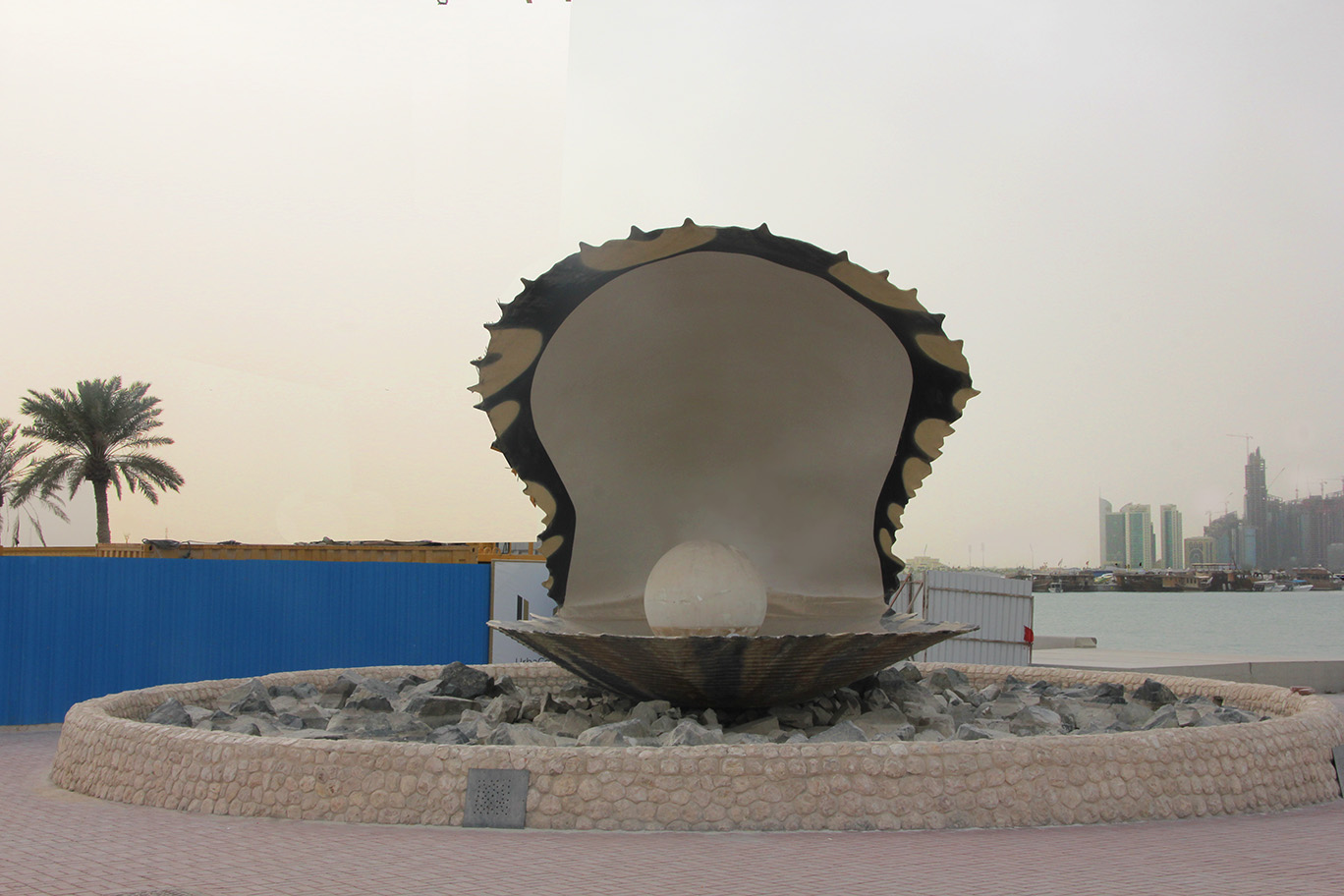 Close to the Museum of Islamic Art, is this fountain in the form of an oyster with a pearl.