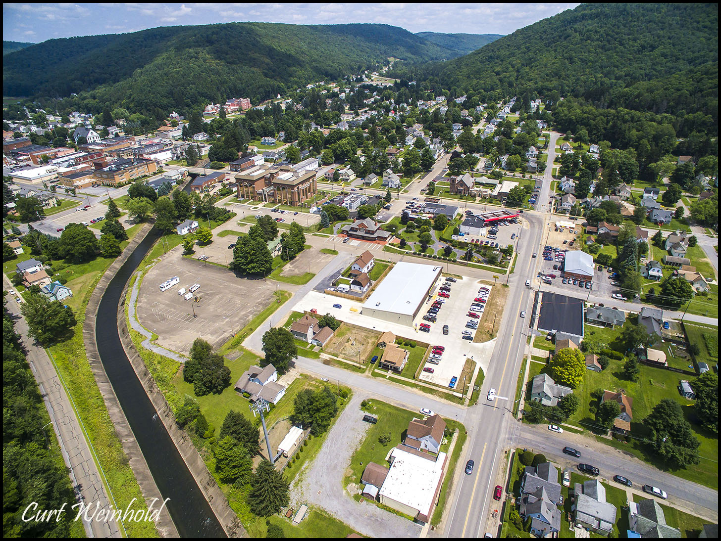 Coudersport, Allegheny shown in flood control channel.